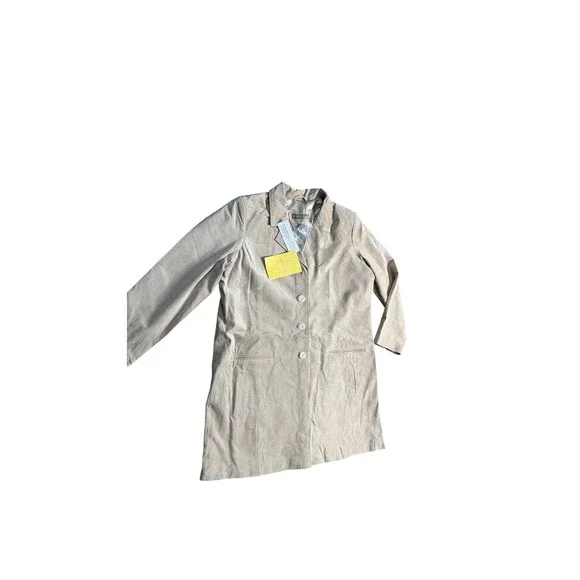 NWT Jessica Holbrook Genuine Leather Suede Blazer Jacket 1X Beige - Picture 10 of 14